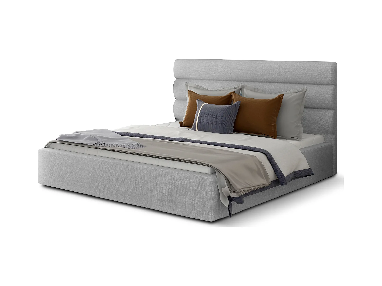 Lit design tissu gris souris Klarina - 4 tailles-140x200