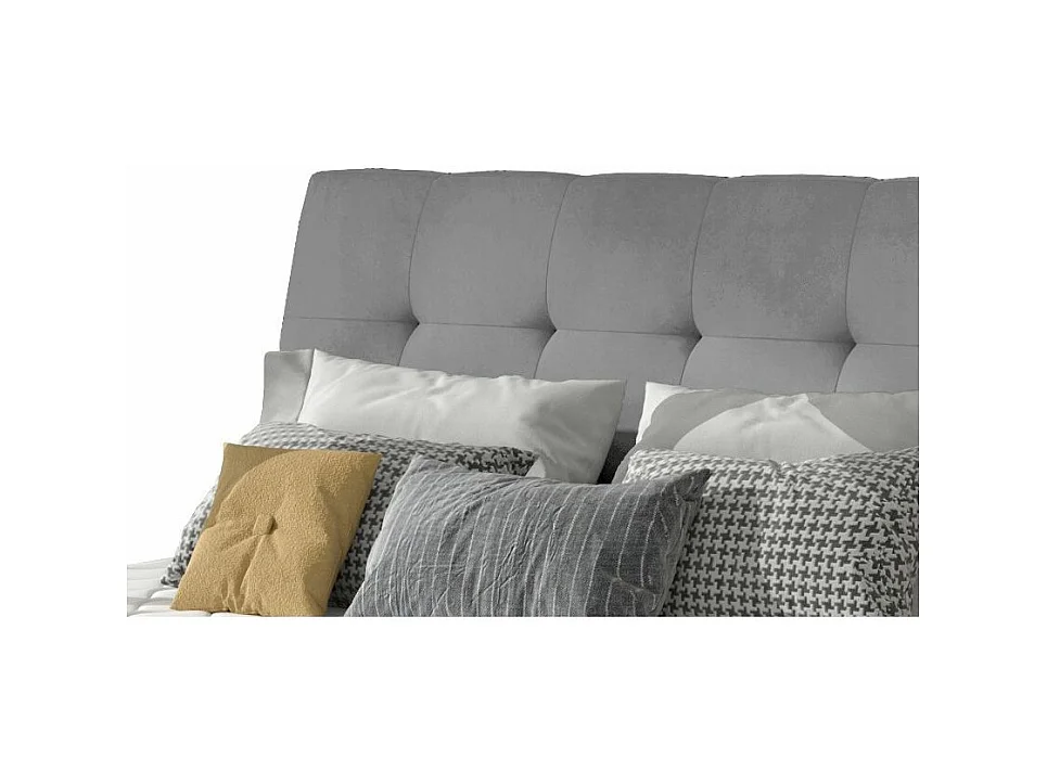 Lit double capitonné velours gris clair Klein - 4 tailles-180x200