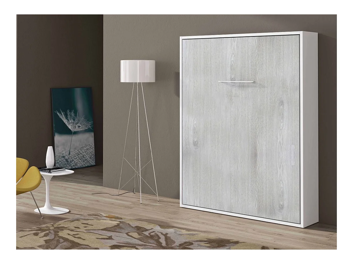 Lit escamotable vertical 140x190 chêne gris Banila