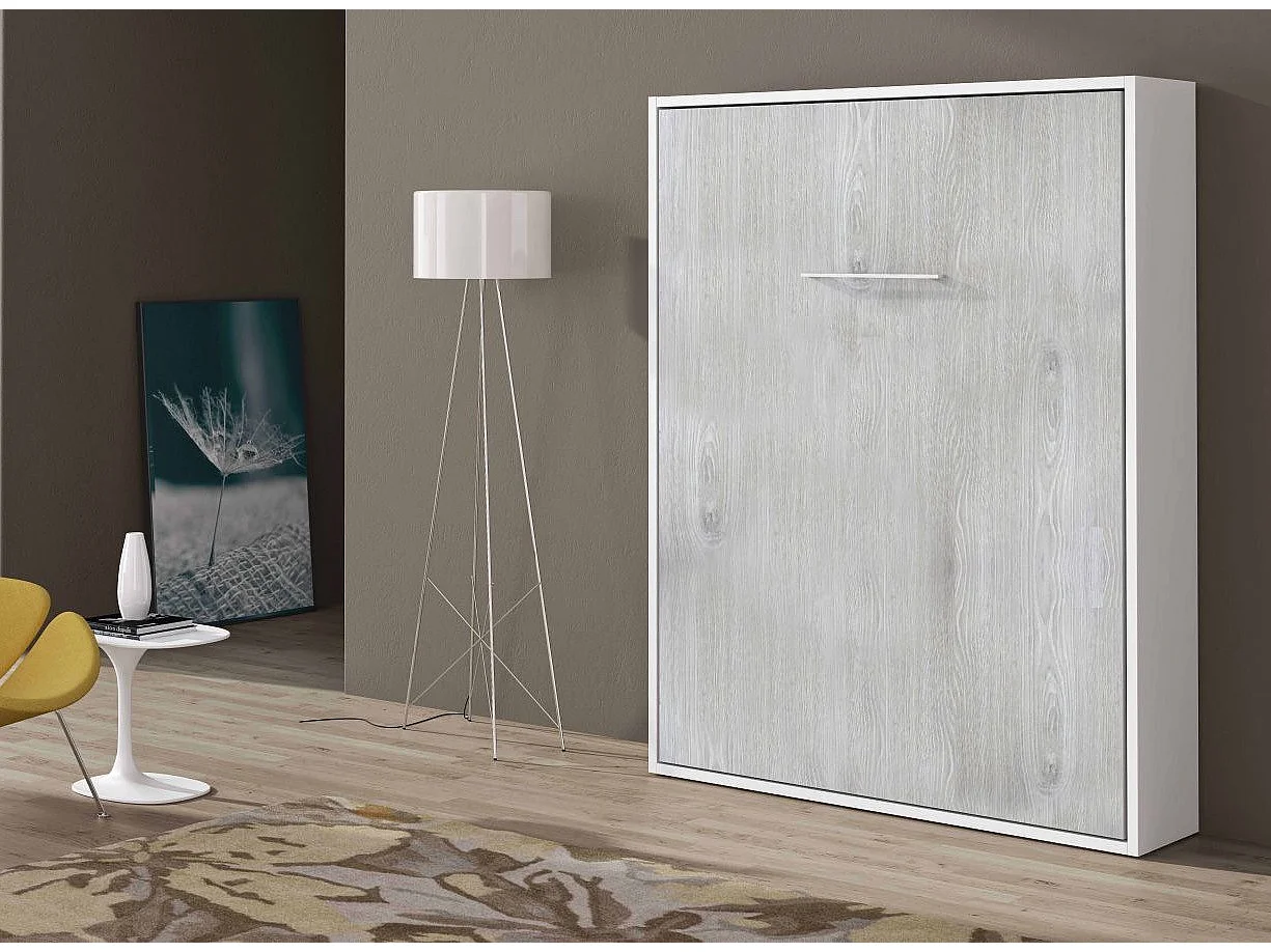 Lit escamotable vertical Banila-Chêne gris-140x190