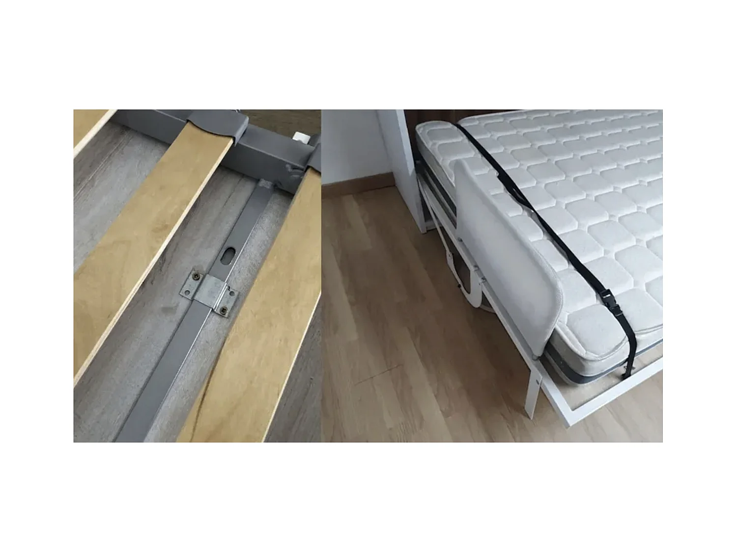 Lit escamotable 120x200 canapé etagere bureau Prolok-Avec matelas-Canapé Gris clair-Structure et Façade Gris ciment