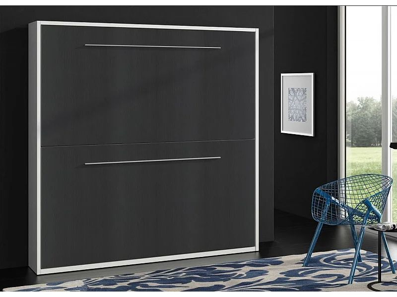 Lit escamotable superposé anthracite 2 couchages 80x190 Spaky