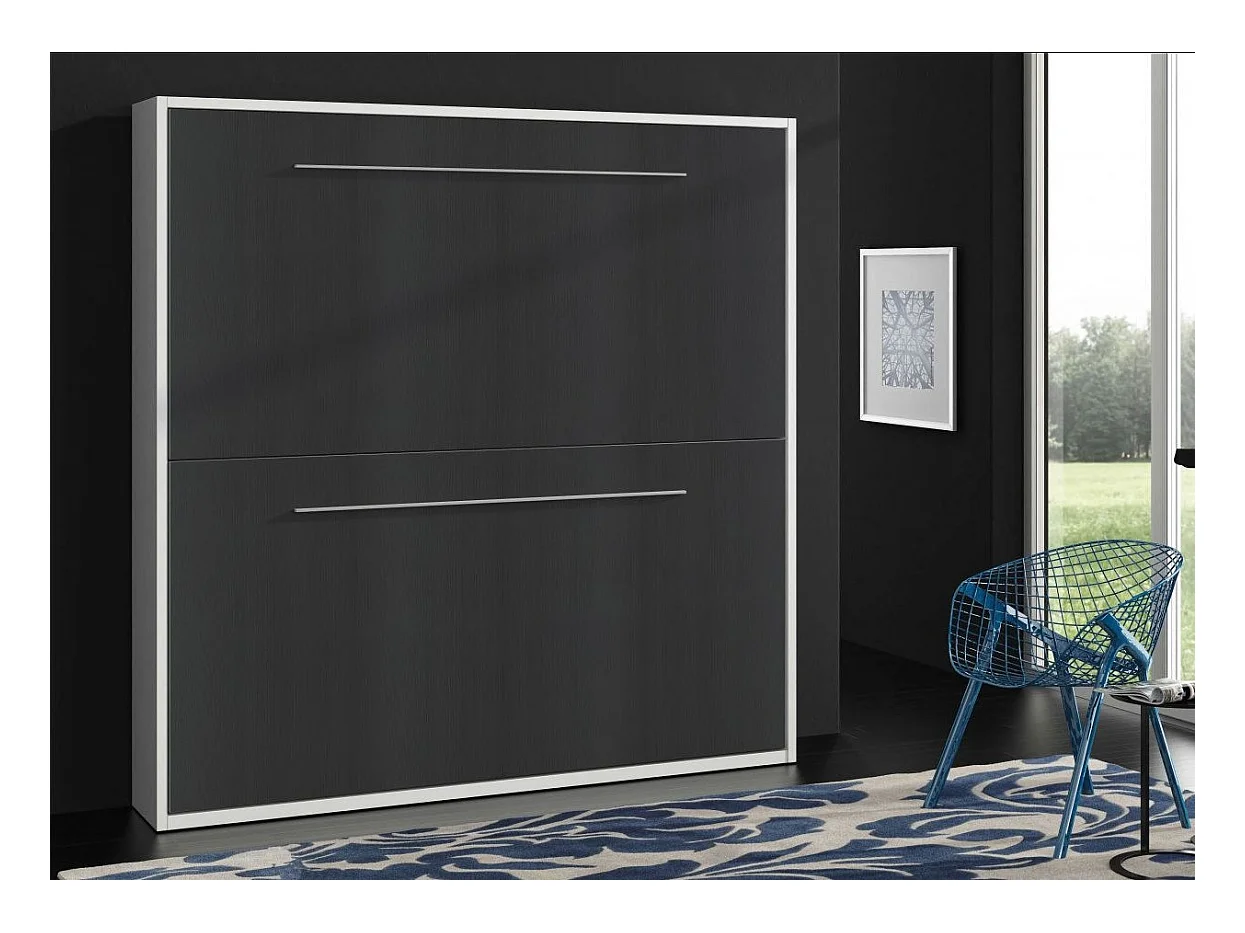 Lit escamotable superposé anthracite 2 couchages 80x190 Spaky