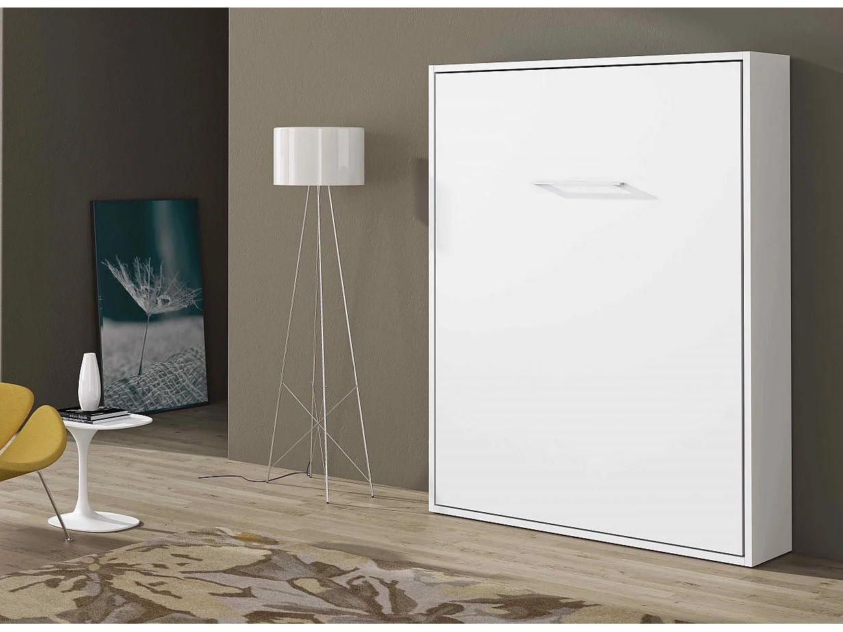 Lit escamotable vertical Banila-Chêne blanc-160x200