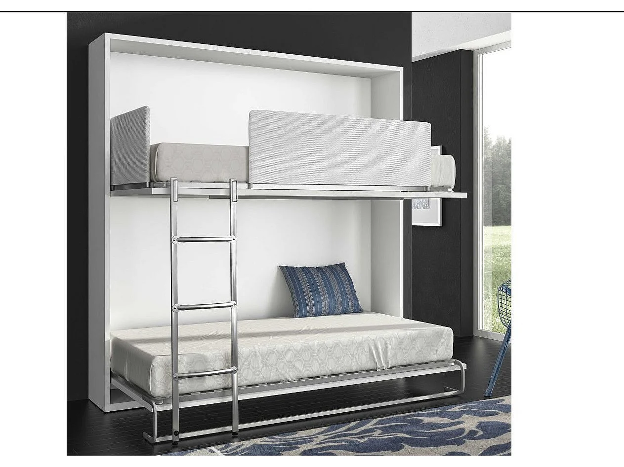 Satijnwit stapelbed opklapbed 2 bedden 80x190 cm Spaky