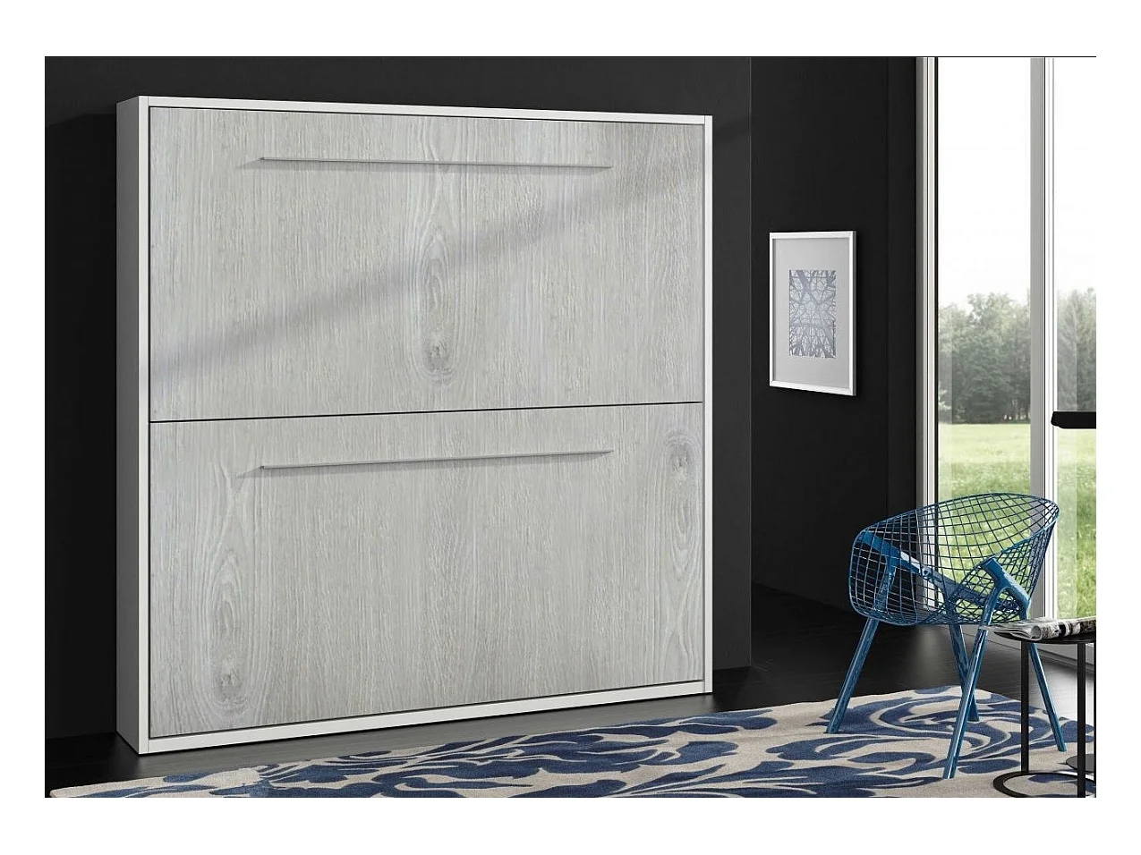 Litera plegable Spaky para 2 personas-Color Roble gris-Ropa de cama 90x190 cm
