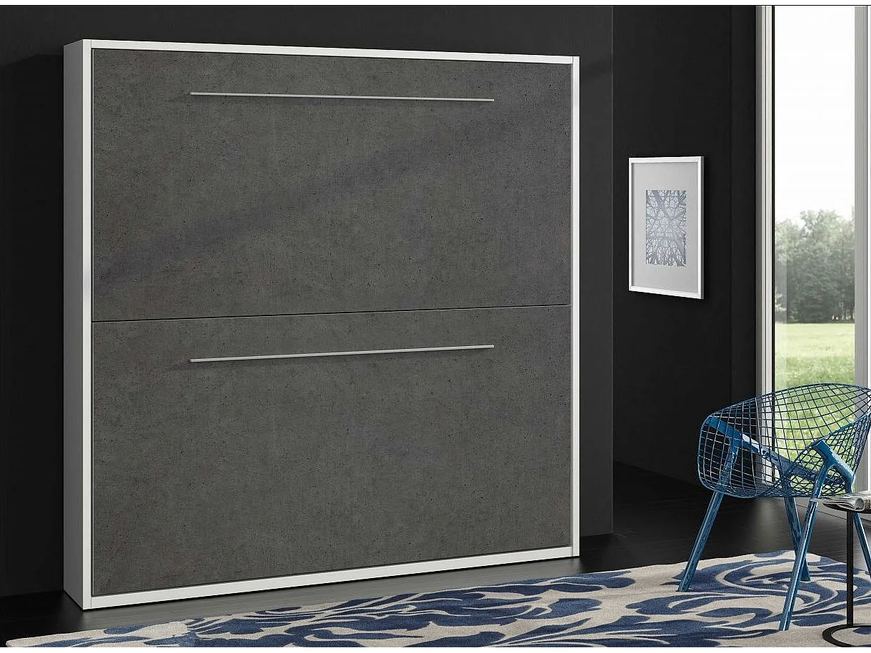 Lit escamotable superposé anthracite 2 couchages 90x190 Spaky