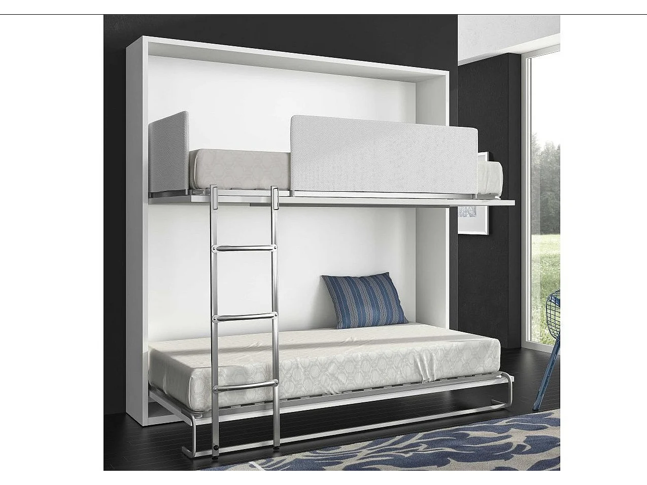 Litera plegable Spaky para 2 personas-Color Roble gris-Ropa de cama 80x190 cm