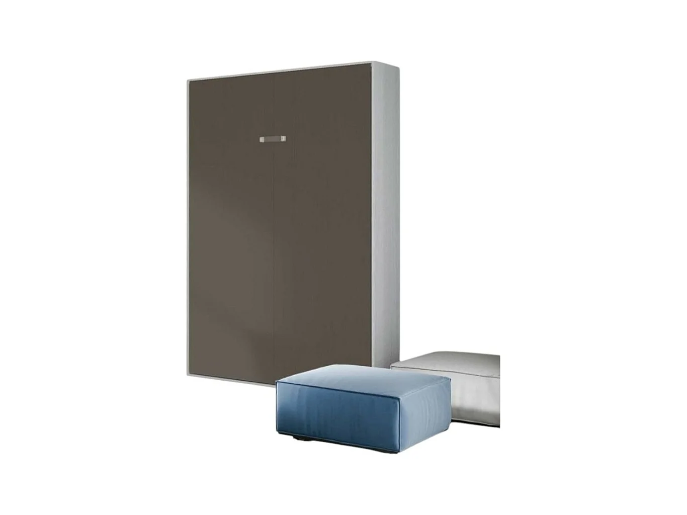 Lit escamotable vertical frêne blanc et porte marron kanto 140x190