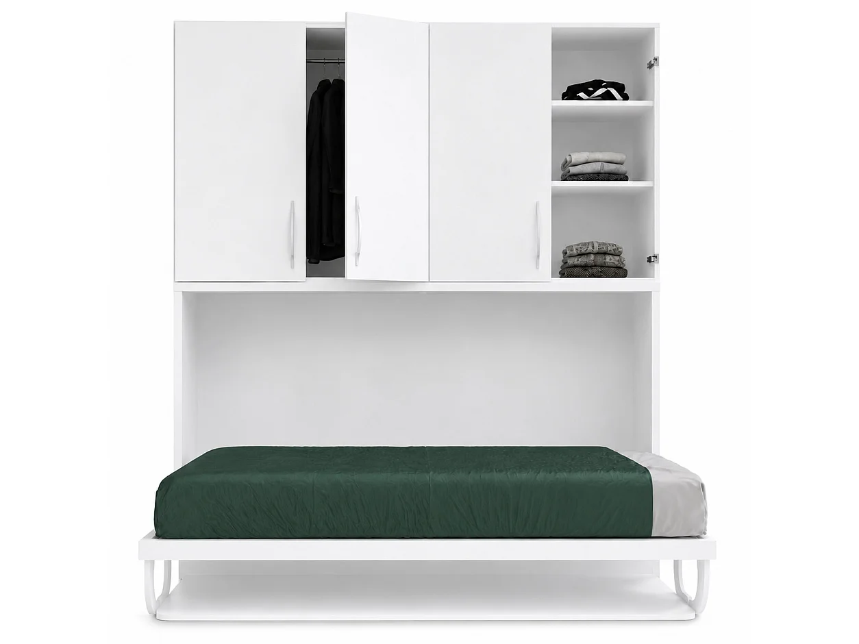Opklapbed 90x190 cm D 34 cm antraciet met planken en Miko bureau
