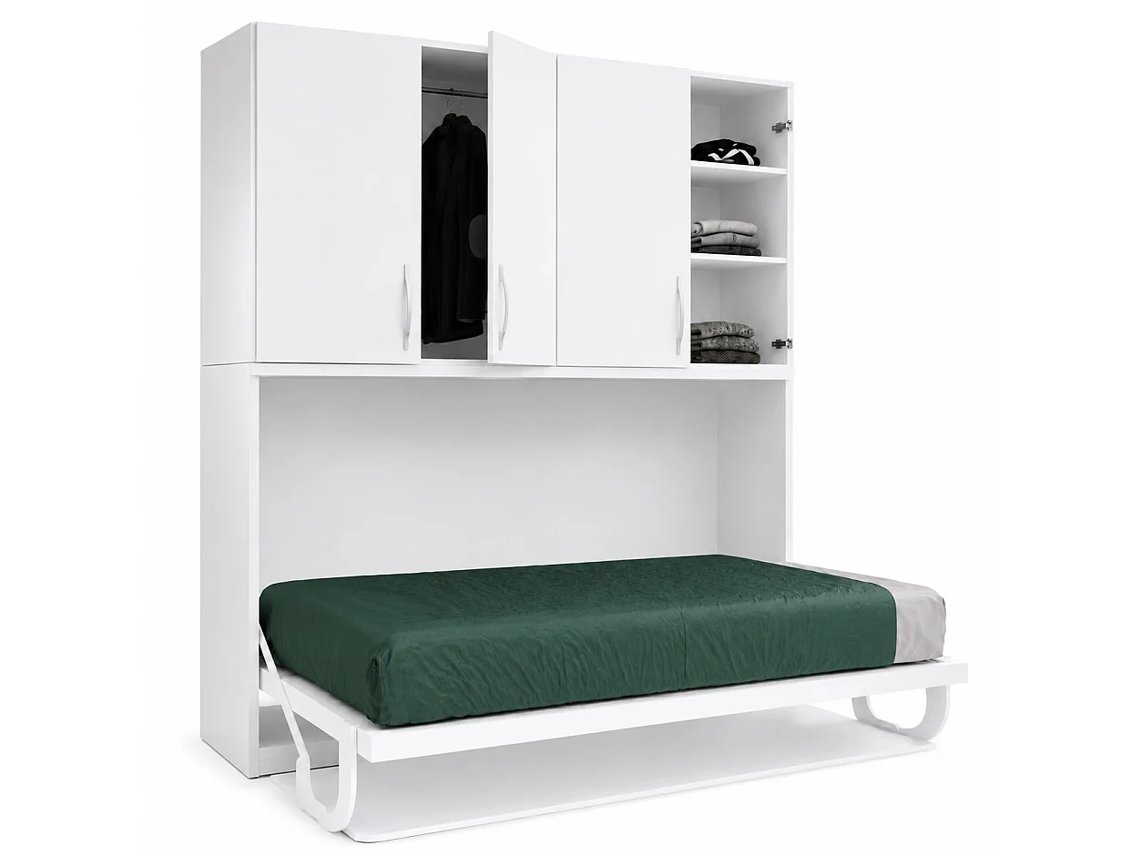 Opklapbed 90x190 cm D 34 cm antraciet met planken en Miko bureau