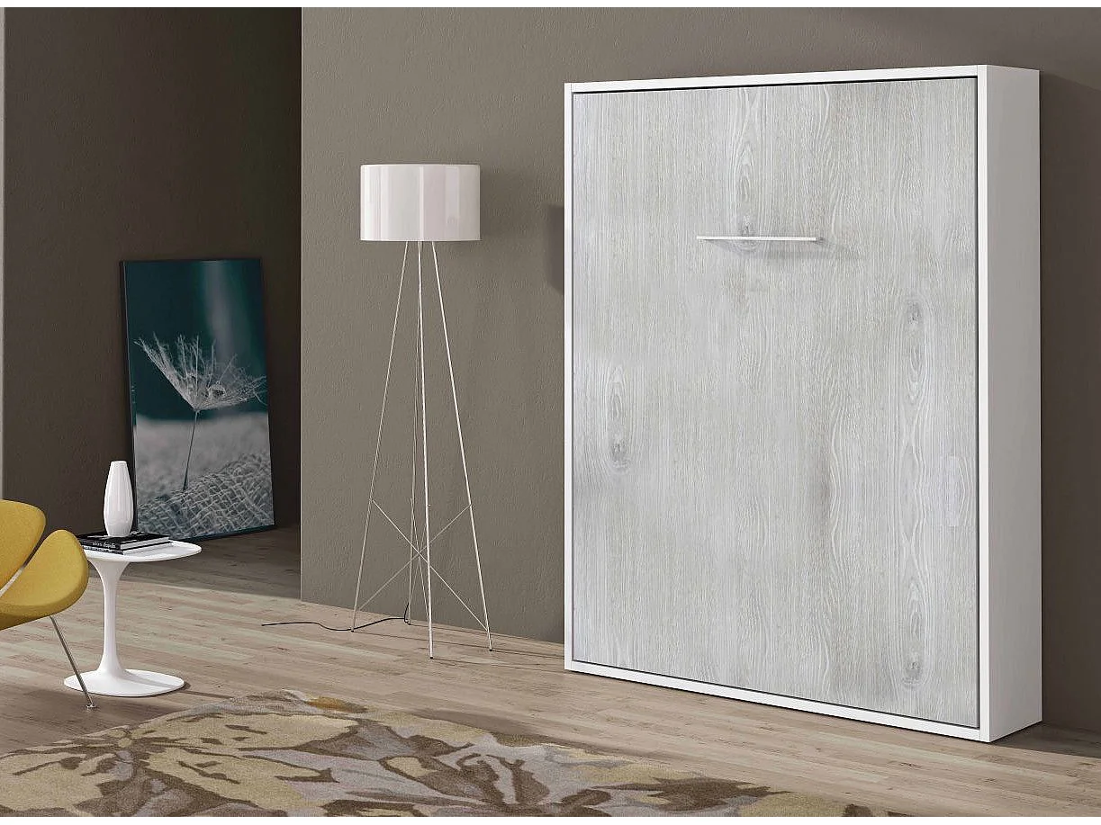 Lit escamotable vertical Banila-Chêne gris-160x200