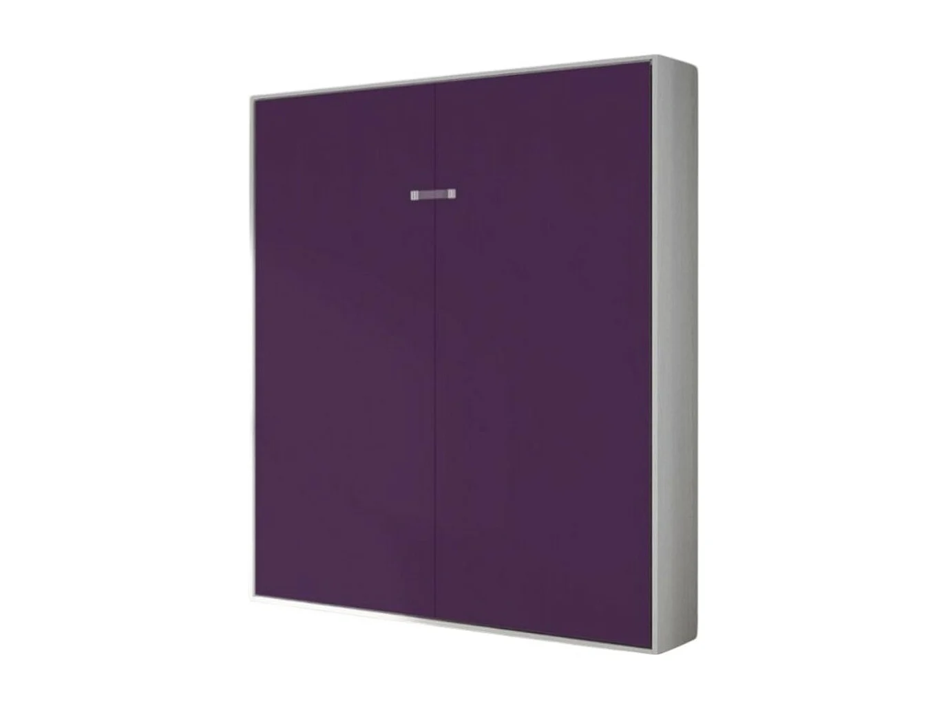 Lit escamotable vertical frêne blanc et porte violet kanto 160x190