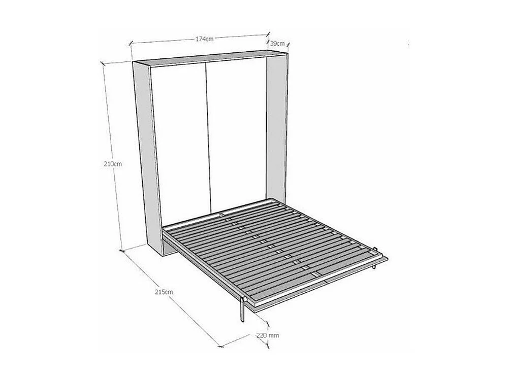 Lit escamotable vertical frêne blanc et porte violet kanto 160x190