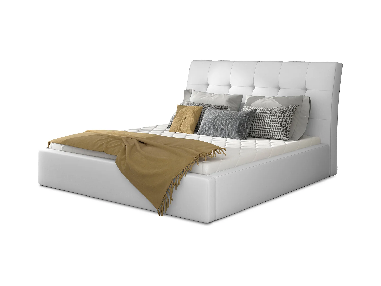 Klein wit kunstleer gestoffeerd bed met opbergruimte - 4 maten-Slapen 160x200cm