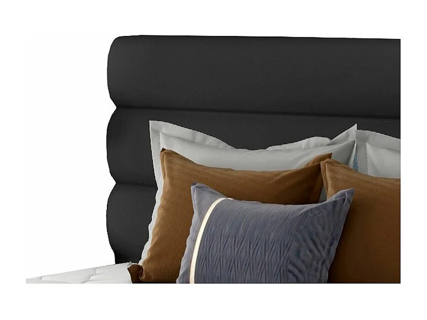 Lit design simili cuir noir avec coffre de rangement Klarina - 4 tailles-200x200