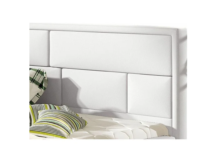 Lenzo volwassenenbed met opbergdoos – Gewatteerd kunstleer-Kleur Wit-Slapen 180x200cm