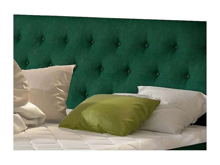 Lit velours capitonné Venizia-Couleur Vert épinard-200x200-Version coffre de rangement