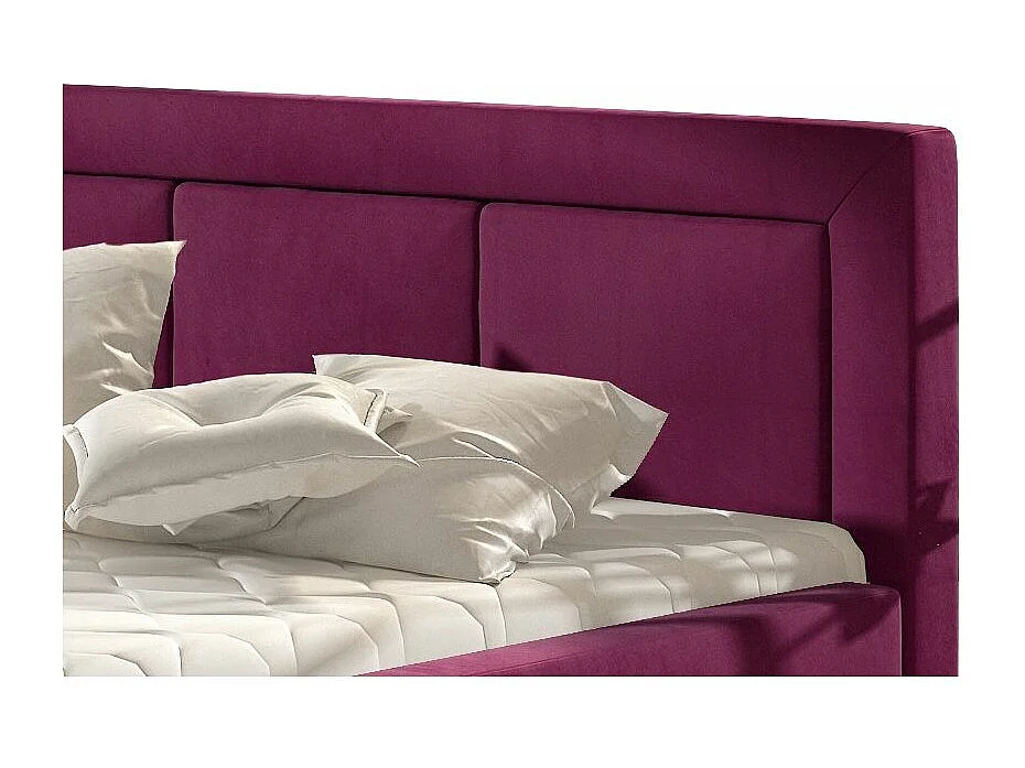 Lit coffre velours prune grand carré capitonné Berlino - 4 tailles-140x200
