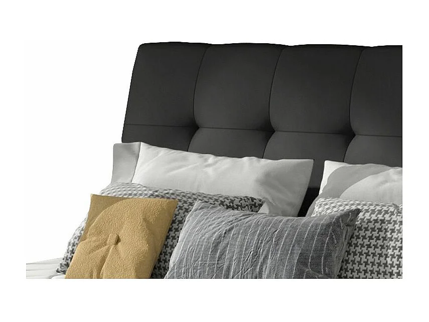 Klein zwart kunstleer gestoffeerd bed met opbergruimte - 4 maten-Slapen 180x200cm