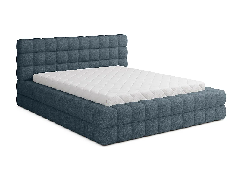 Bed met Kaizer prestige opbergbox – Gewatteerde stoffen bekleding-Kleur Turquoise blauw-Slapen 180x200cm