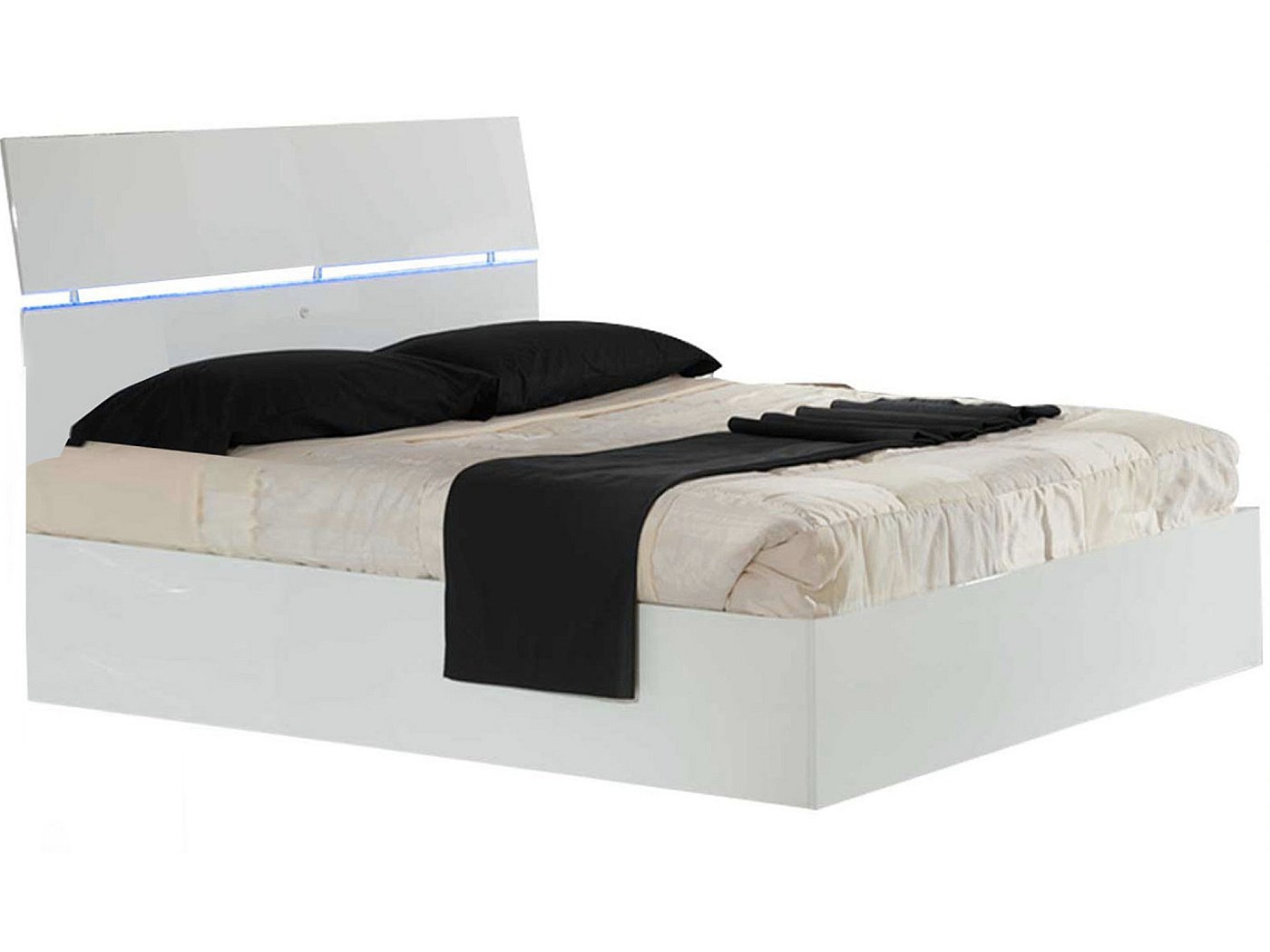Lit Coffre Bois Blanc 140x190