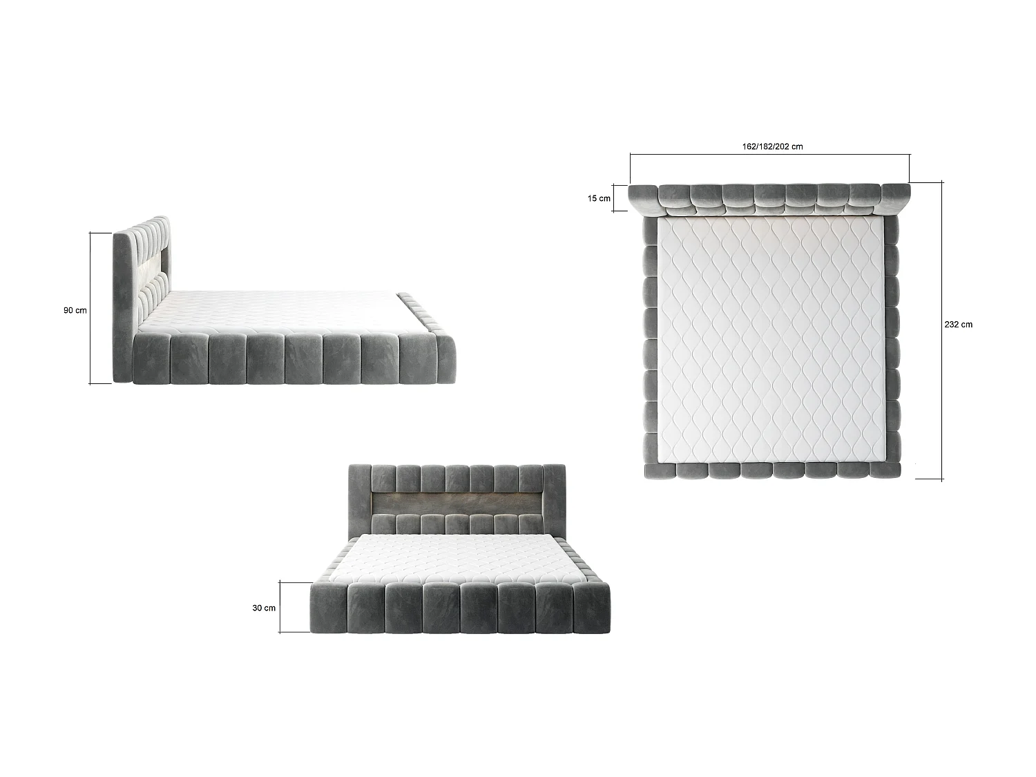 Designbed met Luto fluwelen gestoffeerde box-Kleur Spinazie groen-Slapen 160x200cm