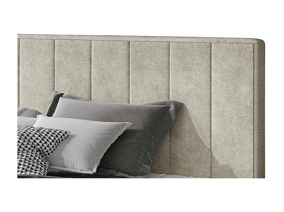 Lit rembourré de luxe tissu Vareze-Couleur Beige-160x200-Version avec sommier