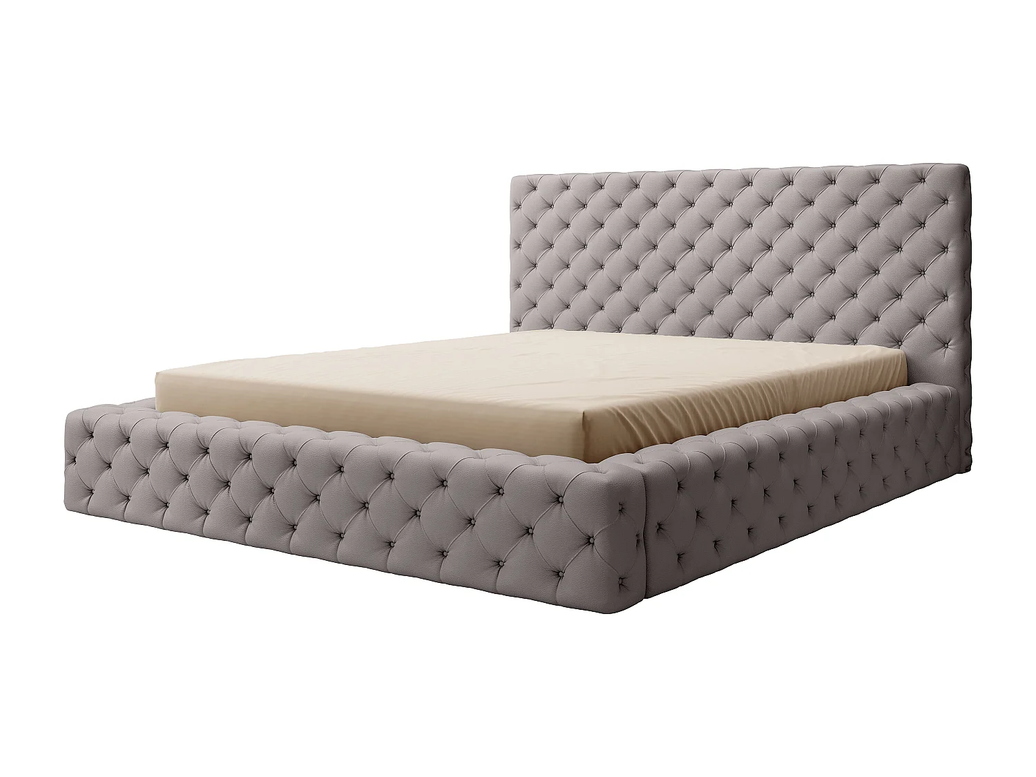 Luxe Prince opbergbed – Gewatteerd kunstleer-Kleur Grijs-Slapen 160x200cm