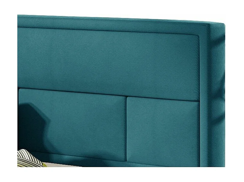 Lit avec coffre velours bleu canard tête de lit capitonnée Lenzo - 4 tailles-200x200