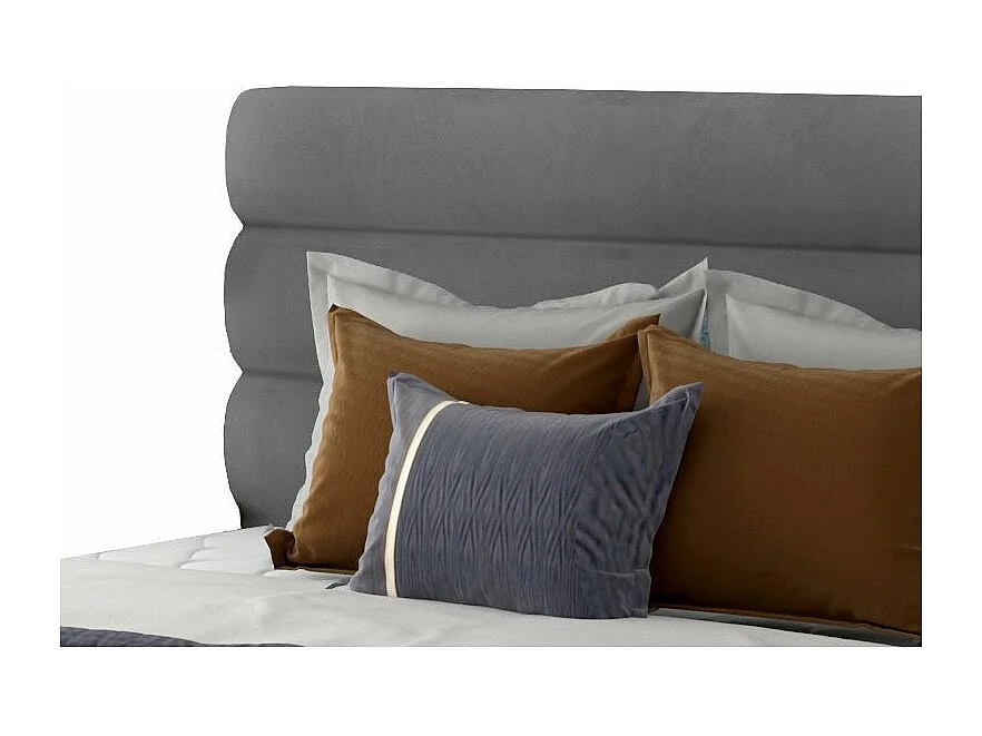 Klarina volwassenenbed met opbergdoos - Gewatteerd fluweel-Kleur Grijs-Slapen 140x200cm