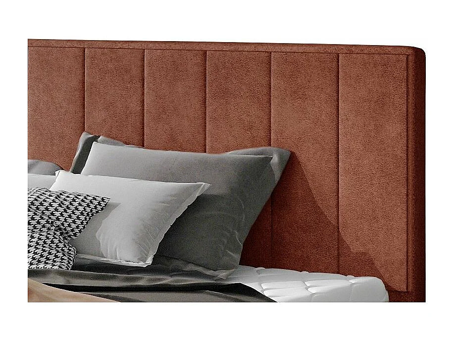 Luxe gestoffeerd bed in Vareze stof-Kleur Tomette rood-Slapen 160x200cm-Versie met boxspring