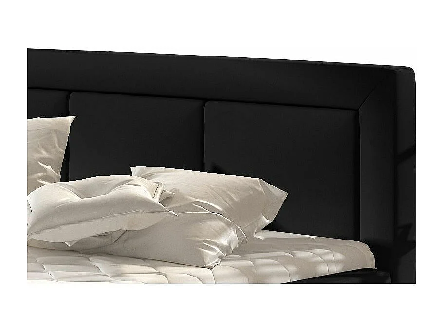 Berlino volwassenenbed met opbergdoos - Gewatteerd kunstleer-Kleur Zwart-Slapen 180x200cm