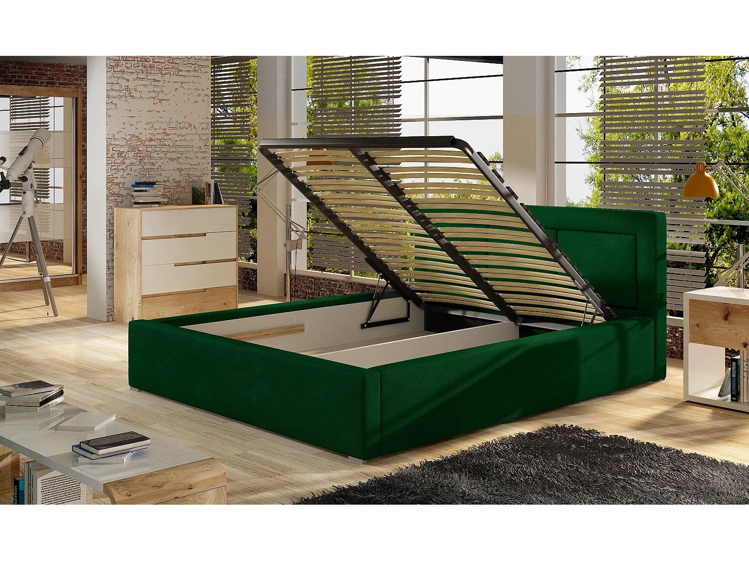 Lit coffre simili cuir blanc grand carré capitonné Berlino - 4 tailles-200x200