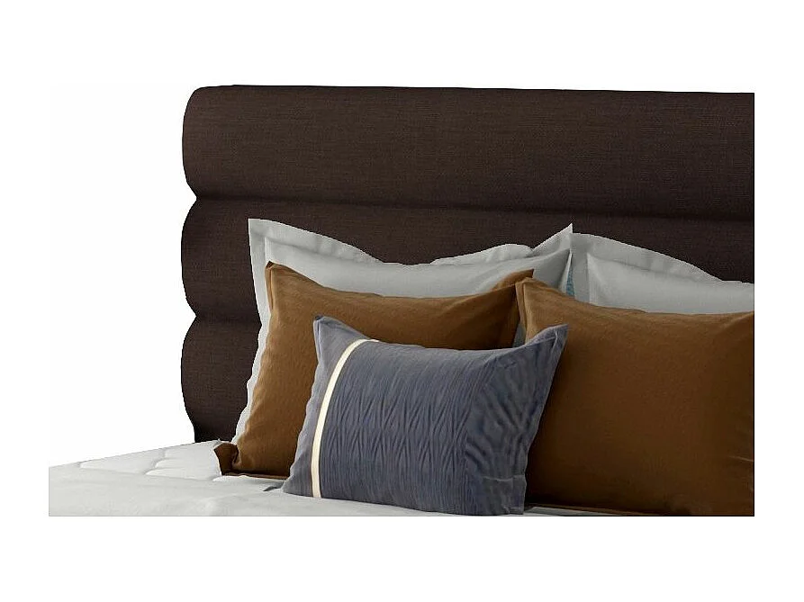 Lit design tissu marron avec coffre de rangement Klarina - 4 tailles-180x200
