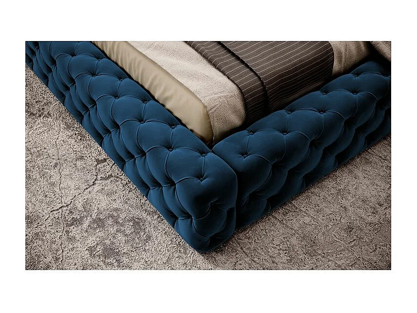Prince prestige opbergbed – Elegantie van gewatteerd fluweel-Kleur Donkerblauw-Slapen 160x200cm