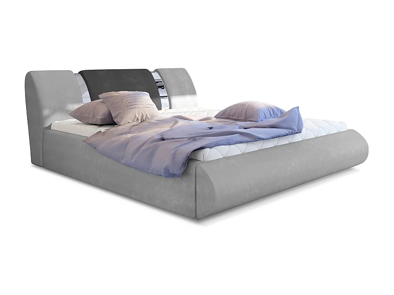 Opbergbed 140x200 cm licht/donkergrijze stof en chroommetaal Flavien