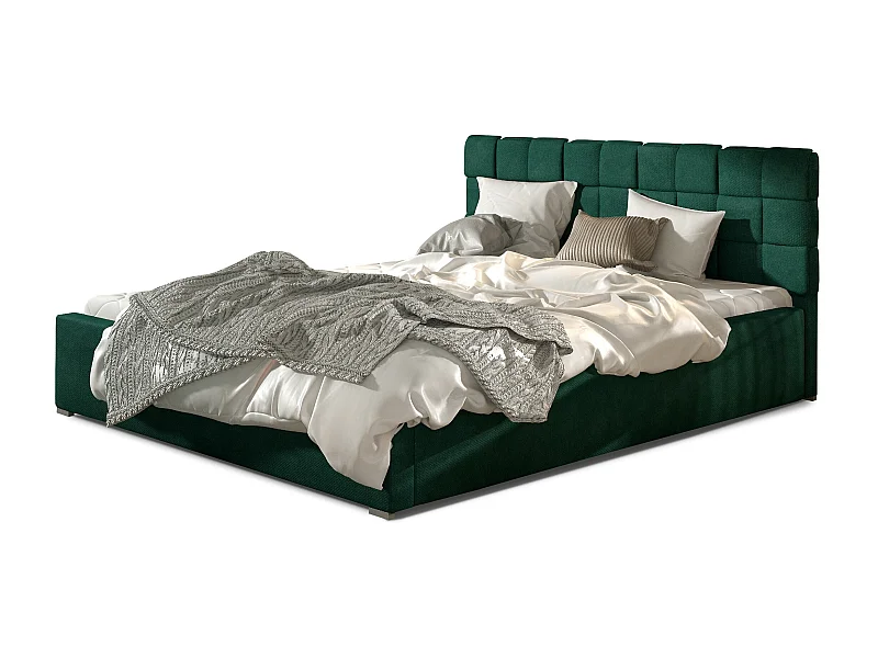 Lit avec coffre de rangement 180x200 capitonné velours vert Kandy