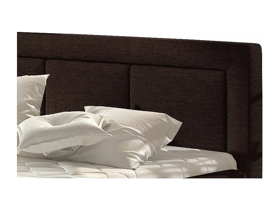 Lit coffre tissu marron grand carré capitonné Berlino - 4 tailles-140x200