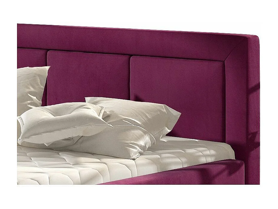 Lit coffre velours prune grand carré capitonné Berlino - 4 tailles-180x200