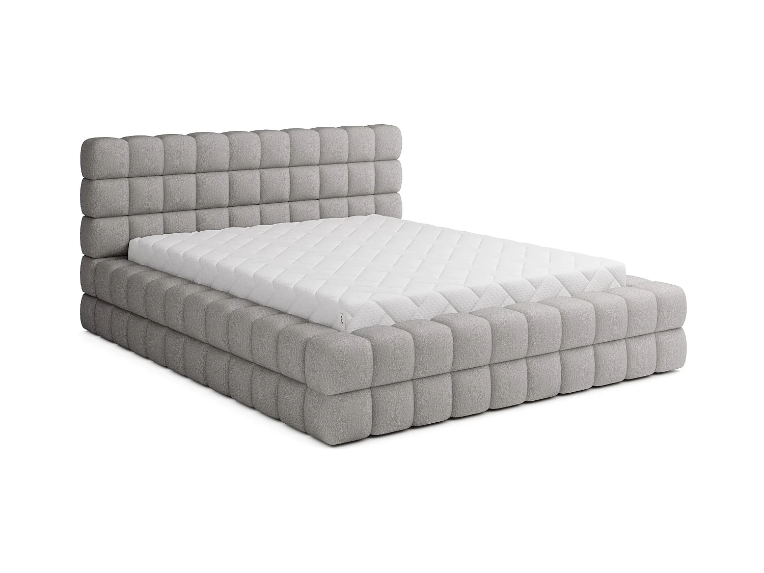 Bed met Kaizer prestige opbergbox – Gewatteerde stoffen bekleding-Kleur Grijs-Slapen 180x200cm