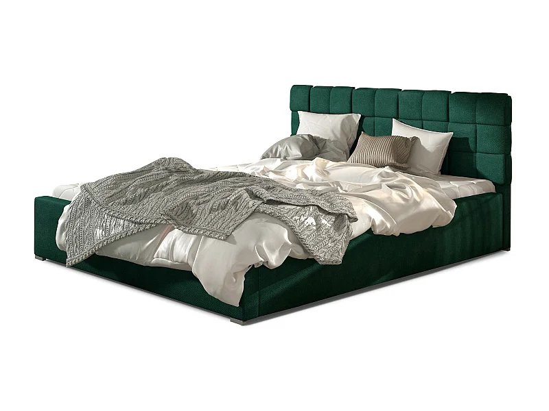 Lit avec coffre de rangement 160x200 capitonné velours vert Kandy