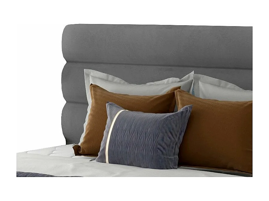 Klarina volwassenenbed met opbergdoos - Gewatteerd fluweel-Kleur Grijs-Slapen 160x200cm