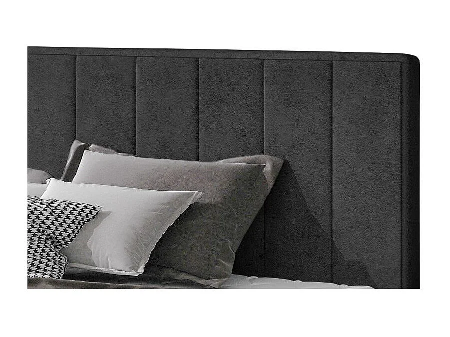 Lit rembourré de luxe tissu Vareze-Couleur Anthracite.-160x200-Version avec sommier
