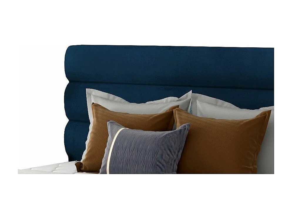 Lit design velours bleu nuit avec coffre de rangement Klarina - 4 tailles-180x200