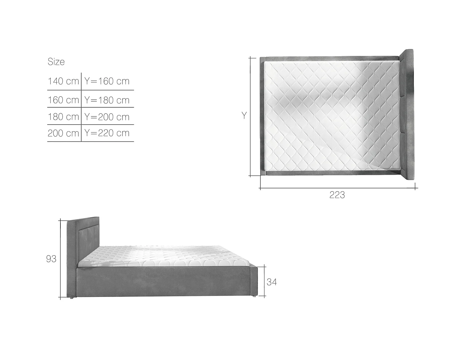 Berlino volwassenenbed met opbergdoos - Gewatteerd fluweel-Kleur Blauwe Eend-Slapen 160x200cm