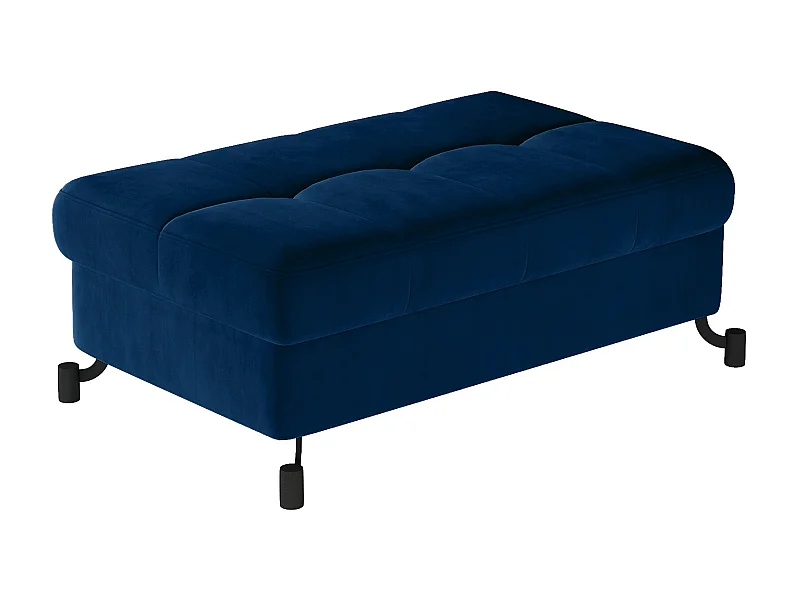 Pouf velours matelassé bleu foncé avec coffre de rangement Lory 100cm