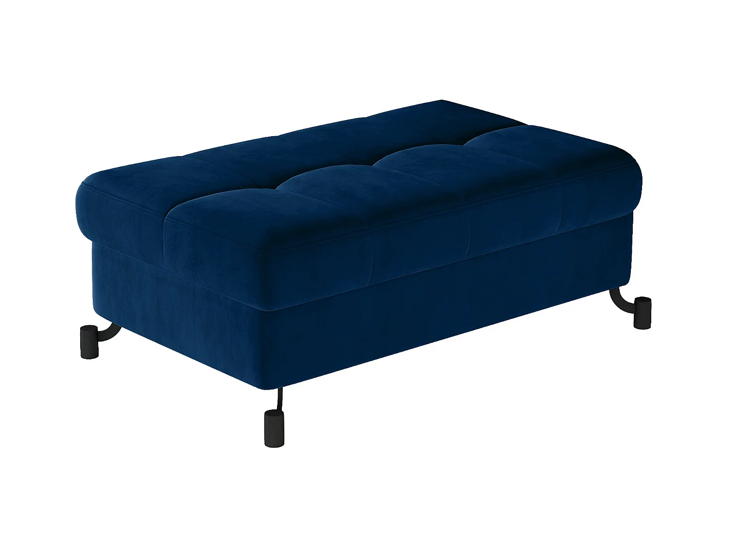 Pouf velours matelassé bleu foncé avec coffre de rangement Lory 100cm