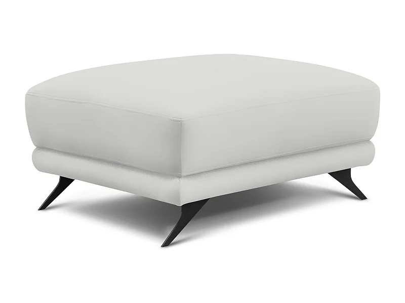Pouf simili cuir blanc et pieds métal noir Zora 82cm