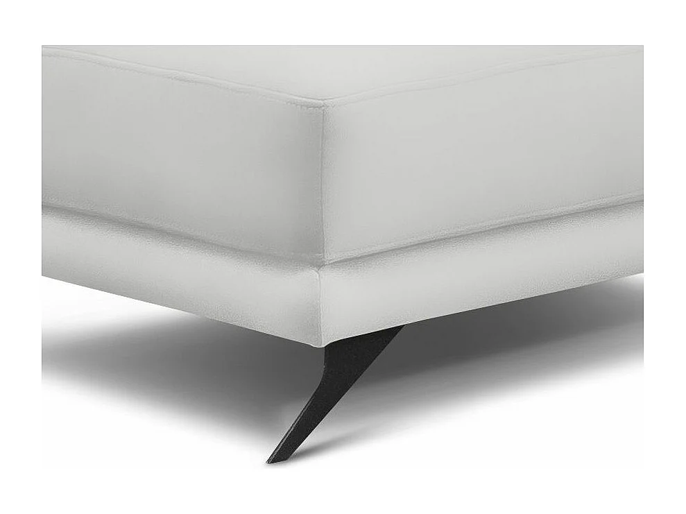 Pouf simili cuir blanc et pieds métal noir Zora 82cm